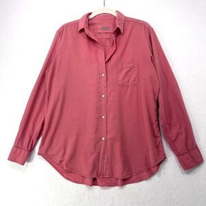 Grayson Shirt Women 3/Medium Pink Hero Button Up Cotton Relaxed Modern Coastal
